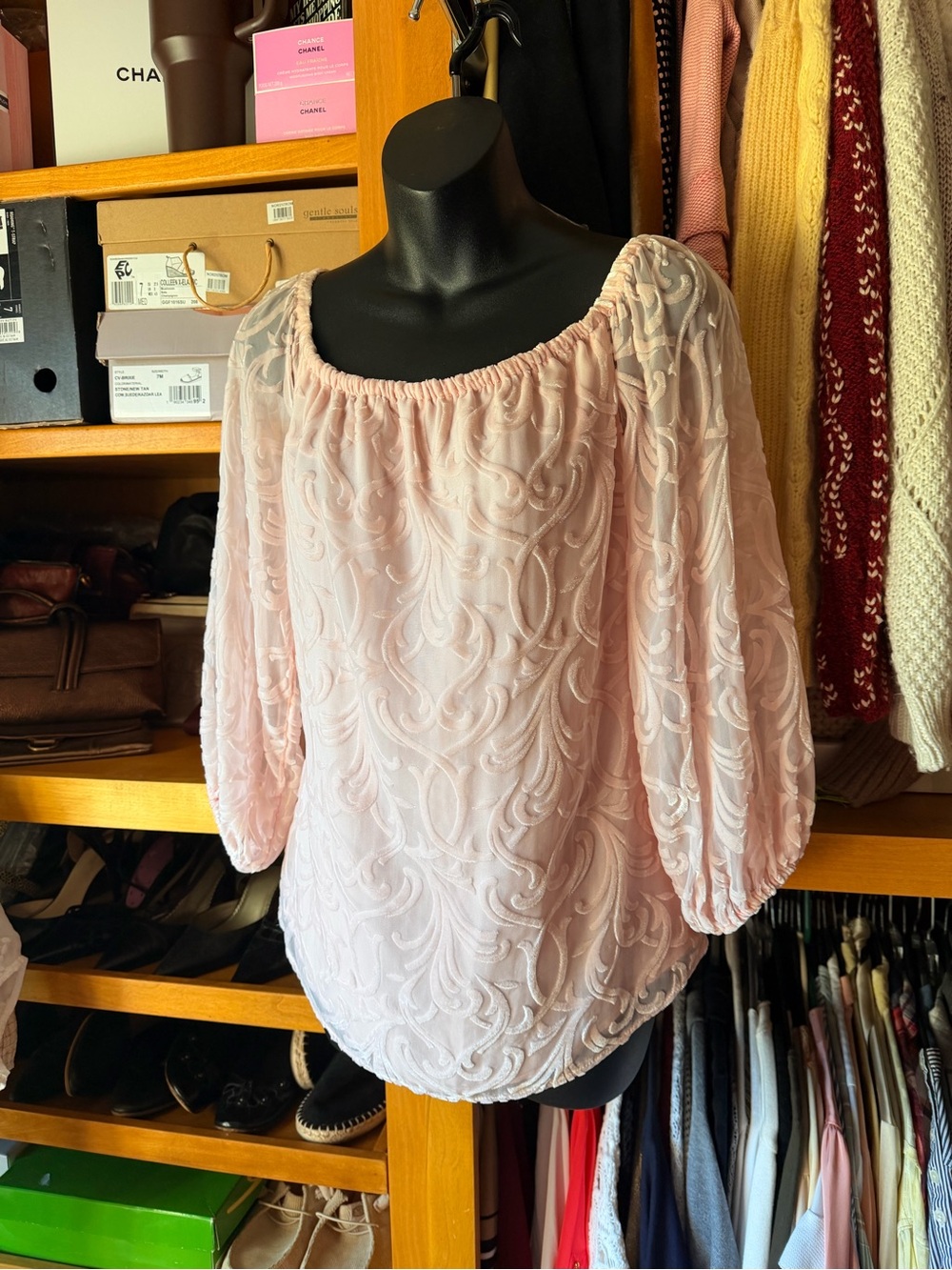 WHBM Pale Pink Embroidered Blouse
